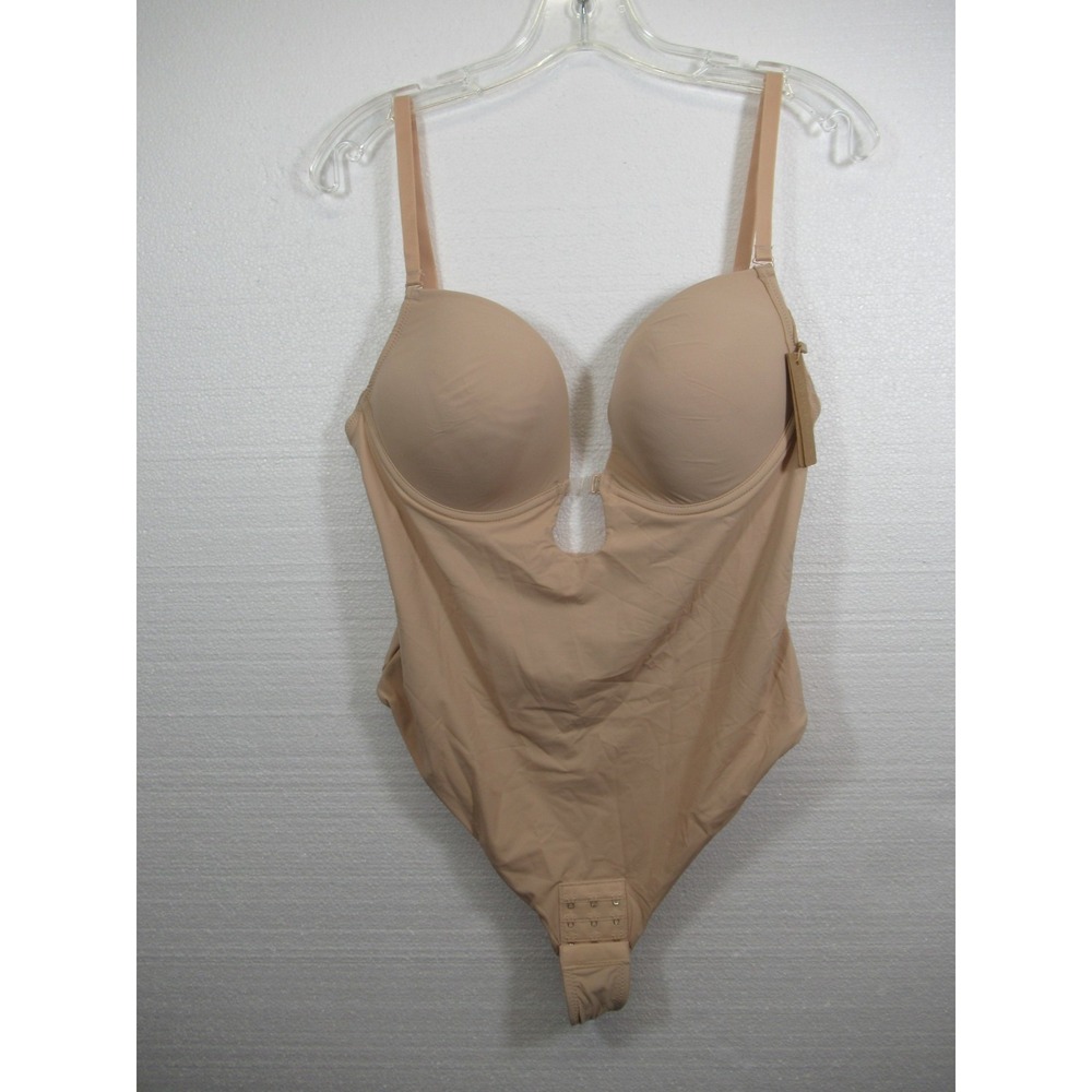 NEW Shapellx Shapewear Bodysuit Women XL Beige Underwire Thong Plunge